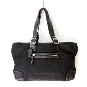 Coach 4450 Black Nylon Leather Tote Satchel
